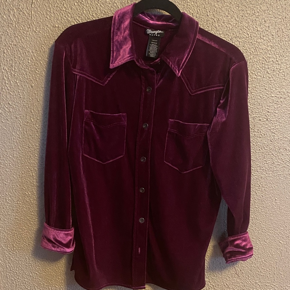 Wrangler womens Velvet Button Down Shirt - Rich Purple